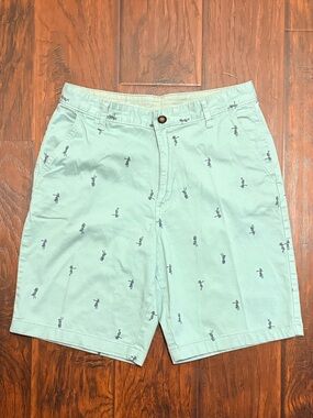 George [g] Men’s Chino Shorts Size 32 Mint Green All-Over Print Casual Summer